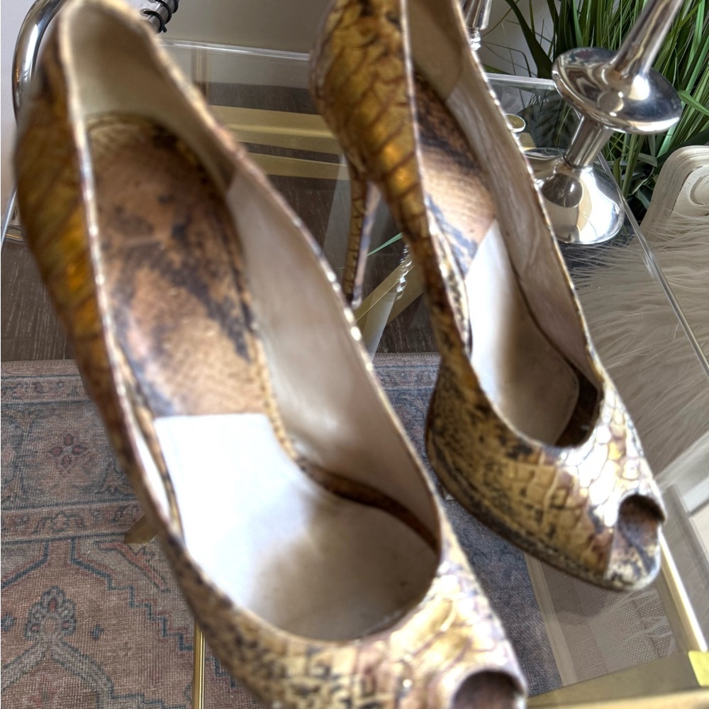 Dior Gold python Peep-Toe Heels - Picture 3 of 5
